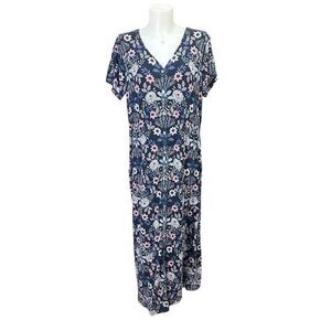 J. Jill Blue Floral Midi Dress